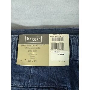 Haggar Great American Khaki Jeans 38x32 Carbon Denim Classic Fit 100% Cotton NWT